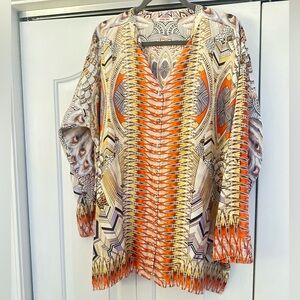 Johnny Was silk tunic length blouse